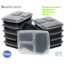 China Factory Microwave Container FDA Approved BPA free Plastic Lunch Box 3 compartment food container